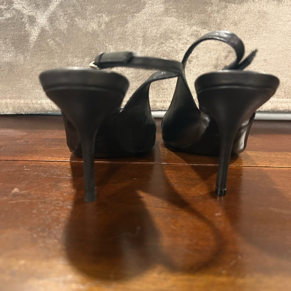 Gucci Black Peep Toe Sling Back Heels sz 36.5 - Picture 6 of 9